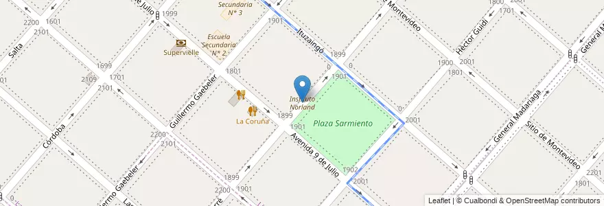 Mapa de ubicacion de Instituto Norland en Argentina, Buenos Aires, Partido De Lanús, Lanús Este.