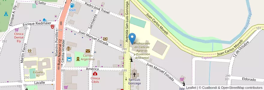 Mapa de ubicacion de Instituto Nuestra Señora de Itatí en アルゼンチン, ミシオネス州, Departamento Libertador General San Martín, Municipio De Capioví, Capioví.