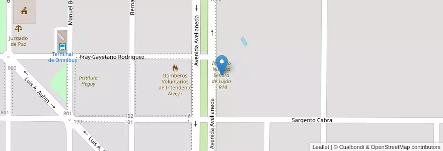 Mapa de ubicacion de Instituto Nuestra Señora de Luján - P14 en 아르헨티나, La Pampa, Departamento Chapaleufú, Municipio De Intendente Alvear, Intendente Alvear.