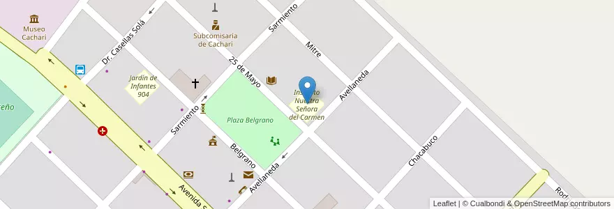 Mapa de ubicacion de Instituto Nuestra Señora del Carmen en Arjantin, Buenos Aires, Partido De Azul.