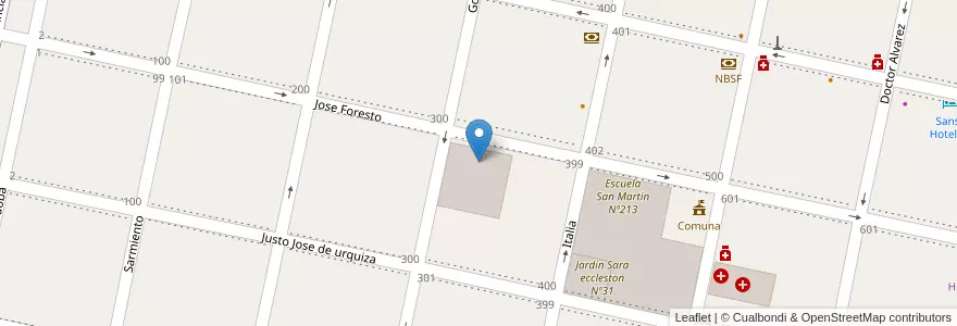 Mapa de ubicacion de Instituto Nuestra Señora del Perpetuo Socorro en 阿根廷, Santa Fe, Municipio De Chañar Ladeado, Departamento Caseros.