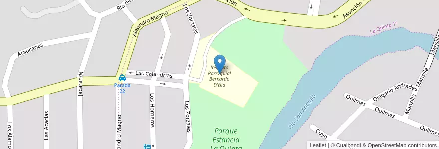 Mapa de ubicacion de Instituto Parroquial Bernardo D'Elia en Argentinië, Córdoba, Departamento Punilla, Pedanía San Roque, Municipio De Villa Carlos Paz, Villa Carlos Paz.
