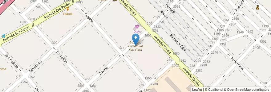 Mapa de ubicacion de Instituto Parroquial Sta. Clara, Flores en アルゼンチン, Ciudad Autónoma De Buenos Aires, Comuna 7, ブエノスアイレス.
