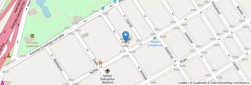 Mapa de ubicacion de Instituto Piedra Libre, Villa Urquiza en Argentina, Autonomous City Of Buenos Aires, Comuna 12, Autonomous City Of Buenos Aires.