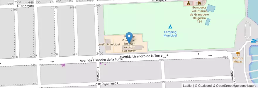 Mapa de ubicacion de Instituto Politécnico Superior General San Martín en 阿根廷, Santa Fe, Departamento Rosario, Municipio De Granadero Baigorria, Granadero Baigorria.