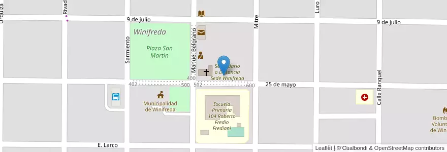 Mapa de ubicacion de Instituto Privado Cristo Redentor - P25 en アルゼンチン, ラ・パンパ州, Departamento Conhelo, Municipio De Winifreda.