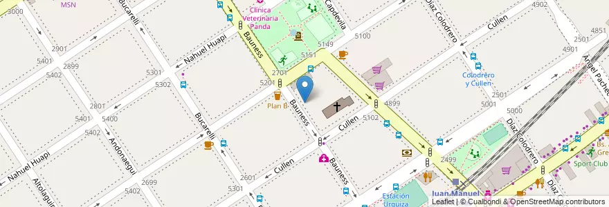 Mapa de ubicacion de Instituto Privado Emilia Mourtier de Piran, Villa Urquiza en Argentinien, Ciudad Autónoma De Buenos Aires, Comuna 12, Buenos Aires.