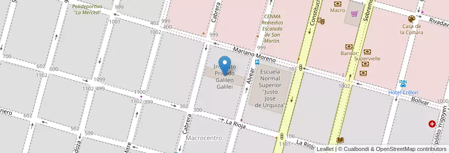 Mapa de ubicacion de Instituto Privado Galileo Galilei en Argentina, Córdoba, Departamento Río Cuarto, Pedanía Río Cuarto, Municipio De Río Cuarto, Río Cuarto.