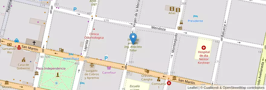 Mapa de ubicacion de Instituto privado Ing. Anacleto Tobar en アルゼンチン, トゥクマン州, San Miguel De Tucumán, Departamento Capital, San Miguel De Tucumán.