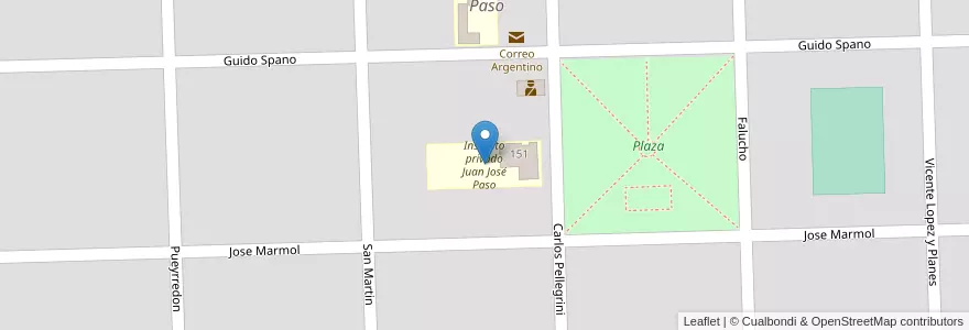 Mapa de ubicacion de Instituto privado Juan José Paso en アルゼンチン, ブエノスアイレス州, Partido De Pehuajó, Juan José Paso, Juan José Paso.