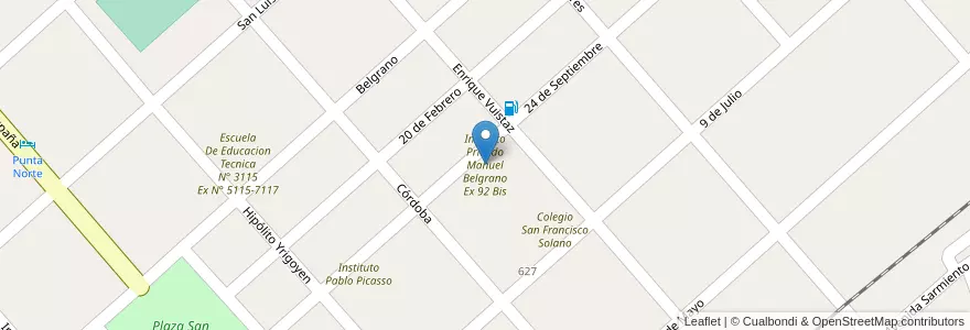 Mapa de ubicacion de Instituto Privado Manuel Belgrano Ex 92 Bis en 阿根廷, Salta, General San Martín, Municipio De Embarcación.