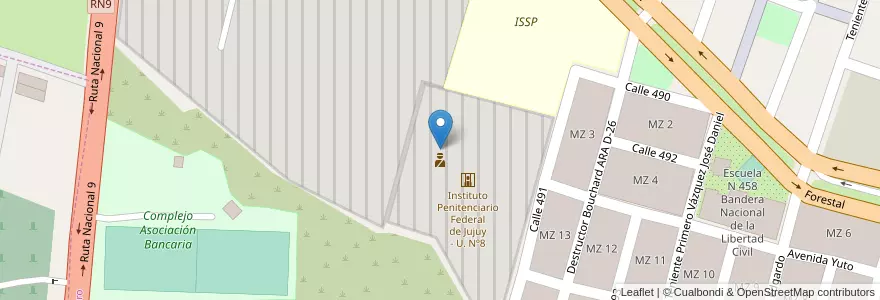 Mapa de ubicacion de Instituto Prnitenciario Federal "Nuestra Señora del Rosario de Rio Blanco y Paypaya" - (Unidad N° 8) en 阿根廷, Jujuy, Departamento Doctor Manuel Belgrano, Municipio De San Salvador De Jujuy, Alto Comedero.