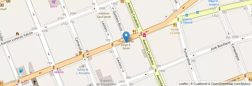 Mapa de ubicacion de Instituto Profesorado Jorge A. Susini, Flores en 阿根廷, Ciudad Autónoma De Buenos Aires, Comuna 7, 布宜诺斯艾利斯.