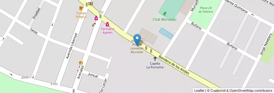 Mapa de ubicacion de Instituto PS-038 Leonardo Murialdo en Argentine, Chili, Mendoza, Departamento Guaymallén, Distrito Villa Nueva.