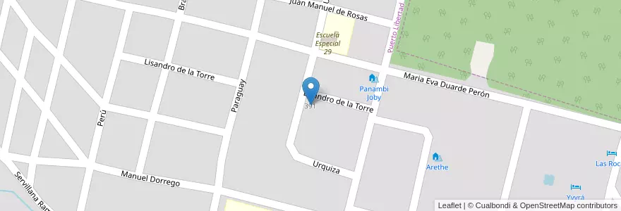 Mapa de ubicacion de Instituto Puerto Bemberg 0912 en アルゼンチン, ミシオネス州, Departamento Iguazú, Municipio De Puerto Libertad, Puerto Libertad.