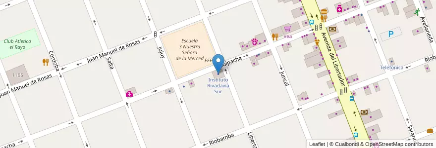 Mapa de ubicacion de Instituto Rivadavia Sur en アルゼンチン, ブエノスアイレス州, Partido De Merlo, Merlo.