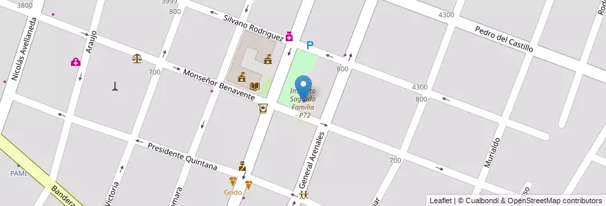Mapa de ubicacion de Instituto Sagrada Familia - P72 en Argentina, Cile, Mendoza, Departamento Guaymallén, Distrito Villa Nueva.