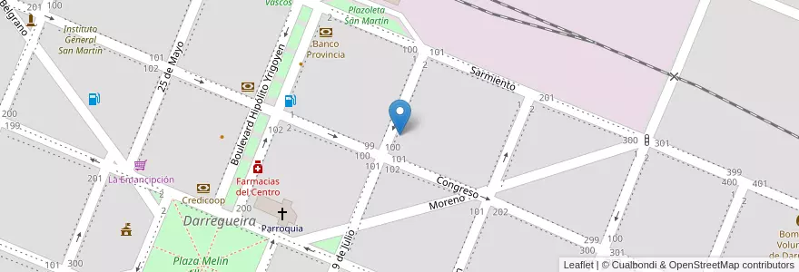 Mapa de ubicacion de Instituto San Antonio en Argentinië, Buenos Aires, Partido De Puan, Darregueira.