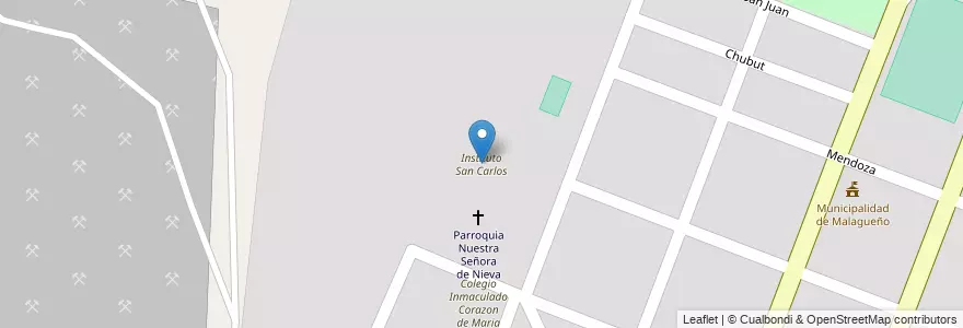 Mapa de ubicacion de Instituto San Carlos en Argentinië, Córdoba, Departamento Santa María, Pedanía Calera, Municipio De Malagueño.