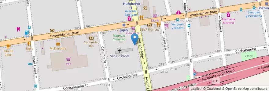 Mapa de ubicacion de Instituto San Cristóbal, San Cristobal en アルゼンチン, Ciudad Autónoma De Buenos Aires, Comuna 3, ブエノスアイレス.