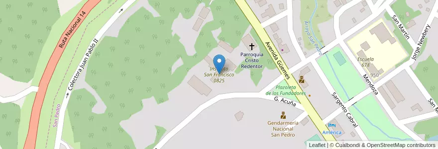 Mapa de ubicacion de Instituto San Francisco 0825 en Argentinien, Misiones, Departamento San Pedro, Municipio De San Pedro, San Pedro.