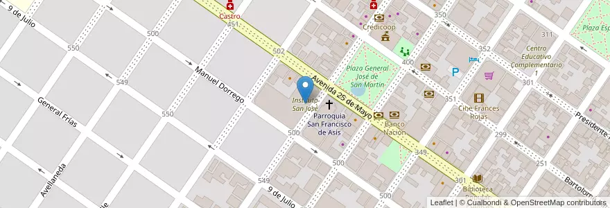 Mapa de ubicacion de Instituto San José en Argentine, Province De Buenos Aires, Partido De Rojas, Rojas.