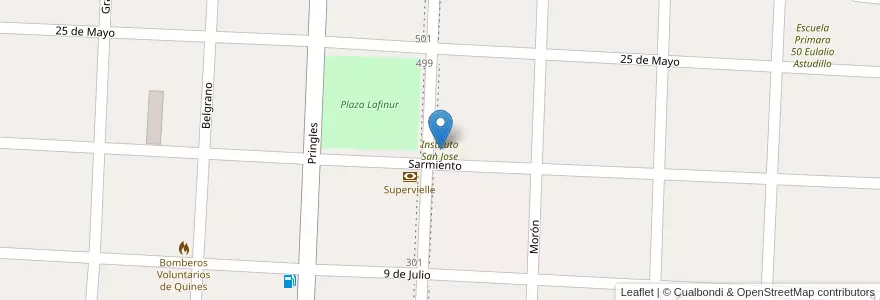 Mapa de ubicacion de Instituto San Jose en 아르헨티나, San Luis, Ayacucho, Municipio De Quines.