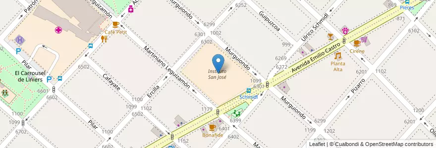Mapa de ubicacion de Instituto San José, Liniers en آرژانتین, Ciudad Autónoma De Buenos Aires, Comuna 9, Buenos Aires.