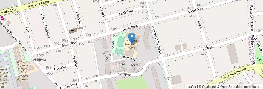 Mapa de ubicacion de Instituto San Judas Tadeo, Parque Chacabuco en Argentinië, Ciudad Autónoma De Buenos Aires, Comuna 7, Buenos Aires.