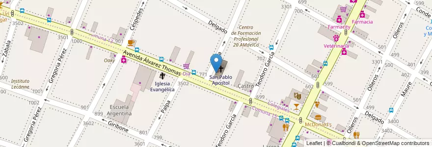 Mapa de ubicacion de Instituto San Pablo Apostol, Colegiales en アルゼンチン, Ciudad Autónoma De Buenos Aires, ブエノスアイレス.