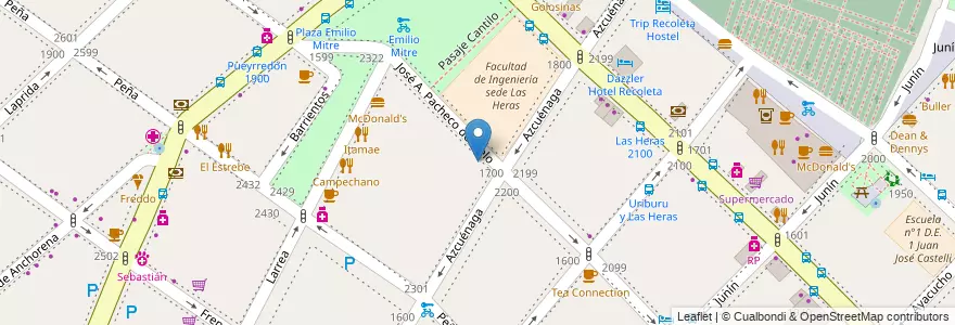 Mapa de ubicacion de Instituto San Pablo, Recoleta en 阿根廷, Ciudad Autónoma De Buenos Aires, Comuna 2, 布宜诺斯艾利斯.