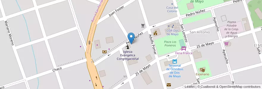 Mapa de ubicacion de Instituto San Pablo en 阿根廷, Misiones, Departamento Cainguás, Municipio De Dos De Mayo, Dos De Mayo.