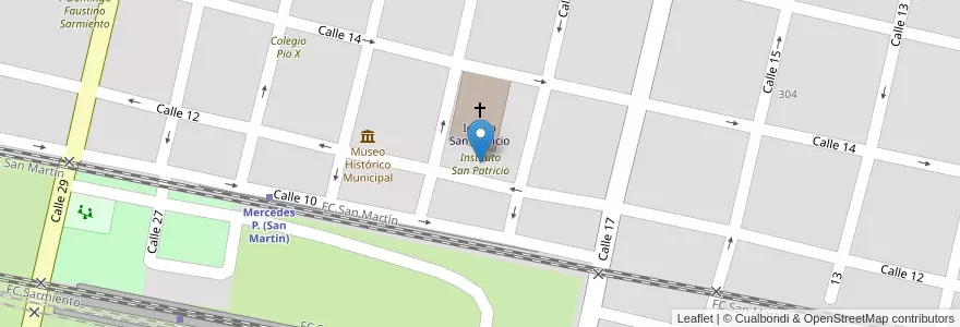 Mapa de ubicacion de Instituto San Patricio en アルゼンチン, ブエノスアイレス州, Partido De Mercedes, Mercedes.