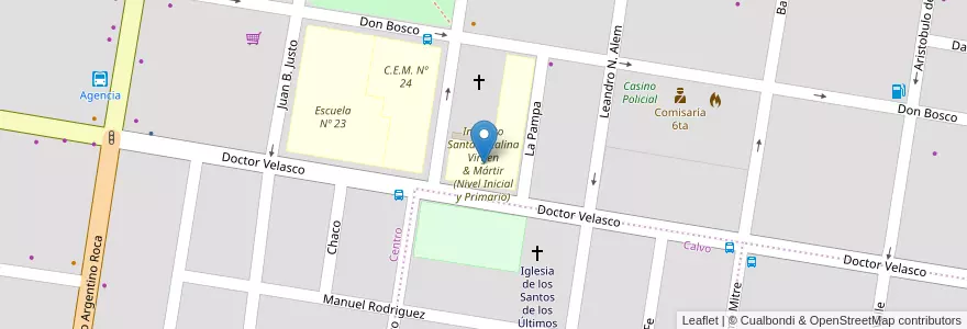 Mapa de ubicacion de Instituto Santa Catalina Virgen & Mártir (Nivel Inicial y Primario) en 阿根廷, 智利, 内格罗河省, Municipio De Allen, Departamento General Roca.