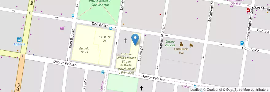 Mapa de ubicacion de Instituto Santa Catalina Virgen & Mártir (nivel Medio) en 아르헨티나, 칠레, 리오네그로주, Municipio De Allen, Departamento General Roca.