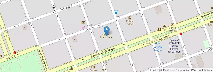 Mapa de ubicacion de Instituto Santa Isabel en アルゼンチン, フォルモサ州, Departamento Formosa, Municipio De Formosa, Formosa.