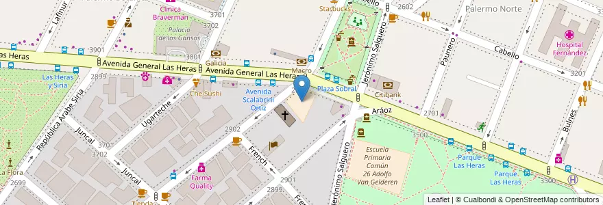 Mapa de ubicacion de Instituto Santa Teresa de Jesús, Palermo en アルゼンチン, Ciudad Autónoma De Buenos Aires, ブエノスアイレス, Comuna 14.