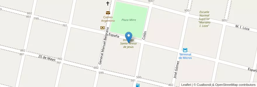 Mapa de ubicacion de Instituto Santa Teresa de Jesús en Argentinië, Corrientes, Departamento Goya, Municipio De Goya.