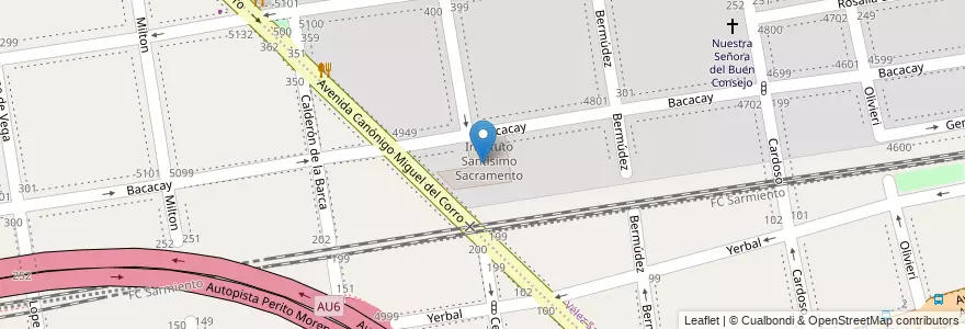 Mapa de ubicacion de Instituto Santísimo Sacramento, Velez Sarsfield en الأرجنتين, Ciudad Autónoma De Buenos Aires, Buenos Aires, Comuna 10.