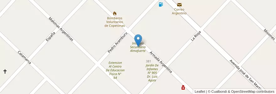 Mapa de ubicacion de Instituto Secundario Almafuerte en アルゼンチン, ブエノスアイレス州, Partido De Tres Arroyos.