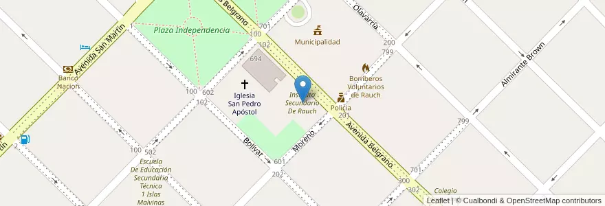 Mapa de ubicacion de Instituto Secundario De Rauch en Arjantin, Buenos Aires, Partido De Rauch.