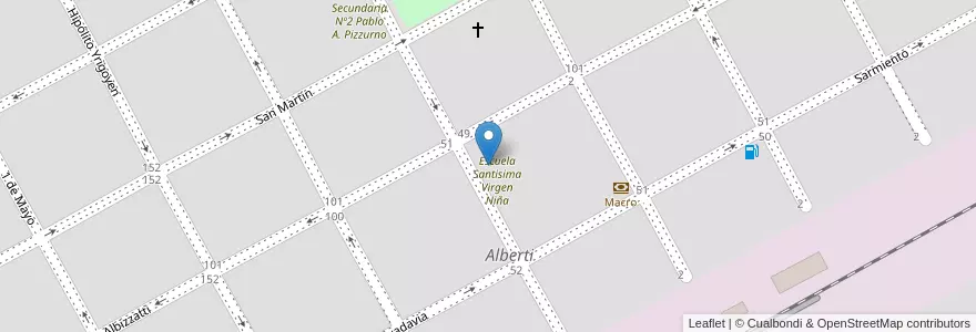 Mapa de ubicacion de Instituto Sma.Virgen Niña en Аргентина, Буэнос-Айрес, Partido De Alberti, Alberti.