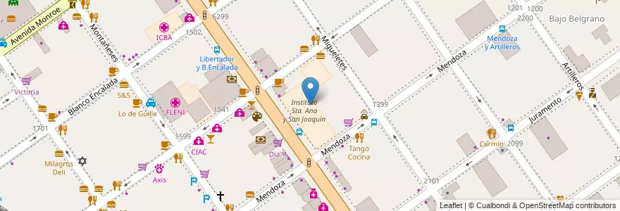 Mapa de ubicacion de Instituto Sta. Ana y San Joaquín, Belgrano en Arjantin, Ciudad Autónoma De Buenos Aires, Buenos Aires, Comuna 13.