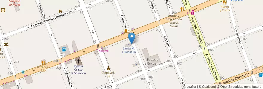 Mapa de ubicacion de Instituto Sta. María Josefa Rossello, Flores en 阿根廷, Ciudad Autónoma De Buenos Aires, Comuna 7, 布宜诺斯艾利斯.