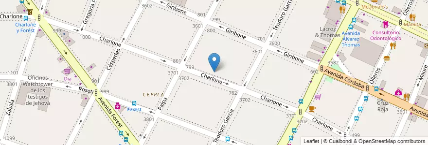 Mapa de ubicacion de Instituto Sta. Teresa de los Andes, Chacarita en アルゼンチン, Ciudad Autónoma De Buenos Aires, ブエノスアイレス, Comuna 15.