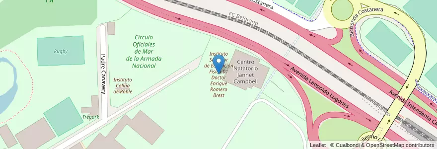 Mapa de ubicacion de Instituto Superior de Educación Física 01 Doctor Enrique Romero Brest, Nuñez en آرژانتین, Ciudad Autónoma De Buenos Aires, Buenos Aires, Comuna 13.
