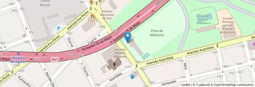 Mapa de ubicacion de Instituto Superior de Educación Física 02 Prof. Federico Williams Dickens, Parque Chacabuco en Argentinië, Ciudad Autónoma De Buenos Aires, Comuna 7, Buenos Aires.