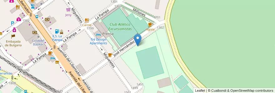 Mapa de ubicacion de Instituto Superior de Educación Física Infantil Hugo Quinn, Belgrano en الأرجنتين, Ciudad Autónoma De Buenos Aires, Buenos Aires, Comuna 13.