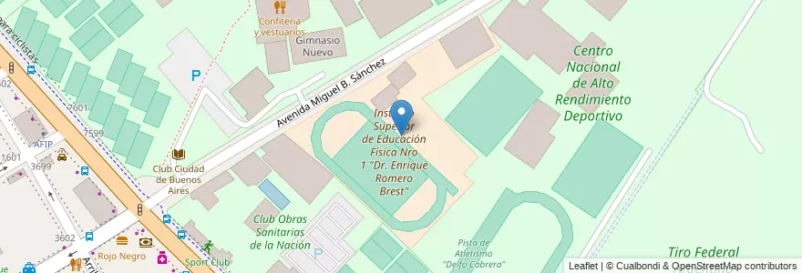 Mapa de ubicacion de Instituto Superior de Educación Física Nro 1 "Dr. Enrique Romero Brest", Nuñez en Argentina, Ciudad Autónoma De Buenos Aires, Buenos Aires, Comuna 13.