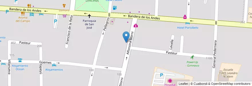 Mapa de ubicacion de Instituto Superior de Educación Mendoza (ISEM) en Argentine, Chili, Mendoza, Departamento Guaymallén, Distrito San José.